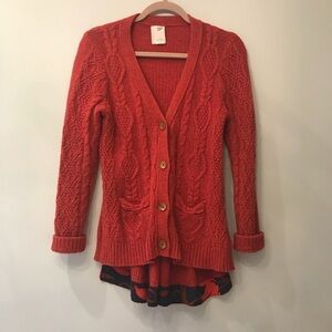 Anthro Wool Red Fishermans Sweater Small P​​​​​​​